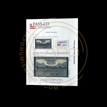 1923 Germany Banknote 20 Billion With Passco Certification